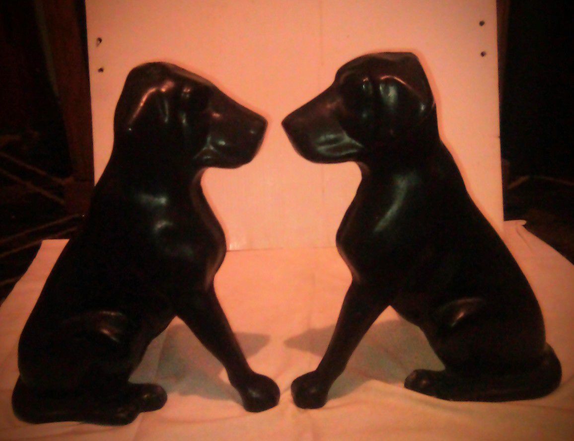 Cast iron Liberty Foundry Co. Black Labrador Dog  Andirons (Make offer)