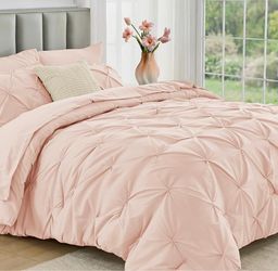 Pink Pintuck Comforter Set with Shams