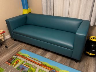 Teal Faux Leather 3-Seat Sofa