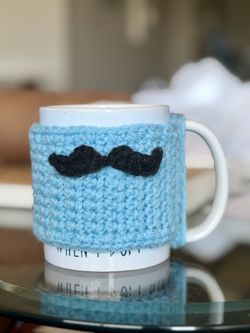 Father’s Day gift: Brand New, Crocheted Mustache Cup/ Mug cozy