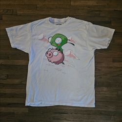 NIKELODION  INVADER ZIM GIR RIDING PIGGY ON THE CLOUDS YOUTH UNISEX LARGE SIZE 23"27" T-SHIRT PRE-OWNED