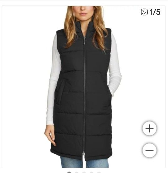 Eddie Bauer Ladies Long Hooded Puffer Vest 