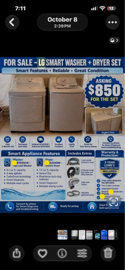 LG Smart Washer & Dryer Set