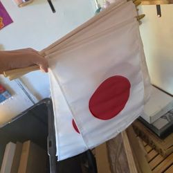 Japan Hand Flags on Wooden Sticks Lot of About 12