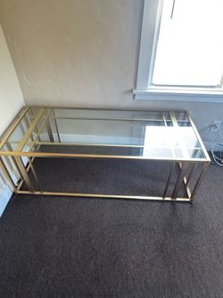 Modern Gold Metal and Glass Coffee Table