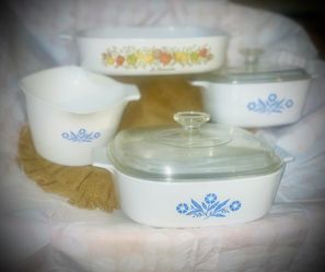 CorningWare Blue Cornflower Casserole Dishes Vintage 