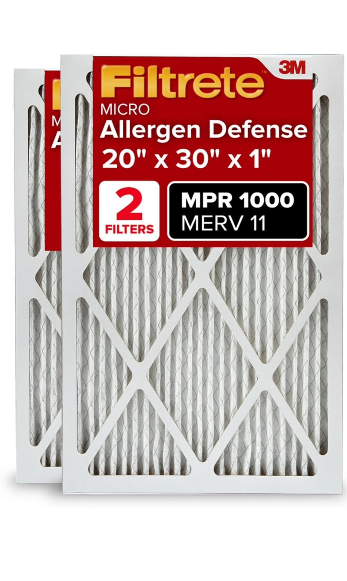 3m HVAC Filter 20x30x1 2pack