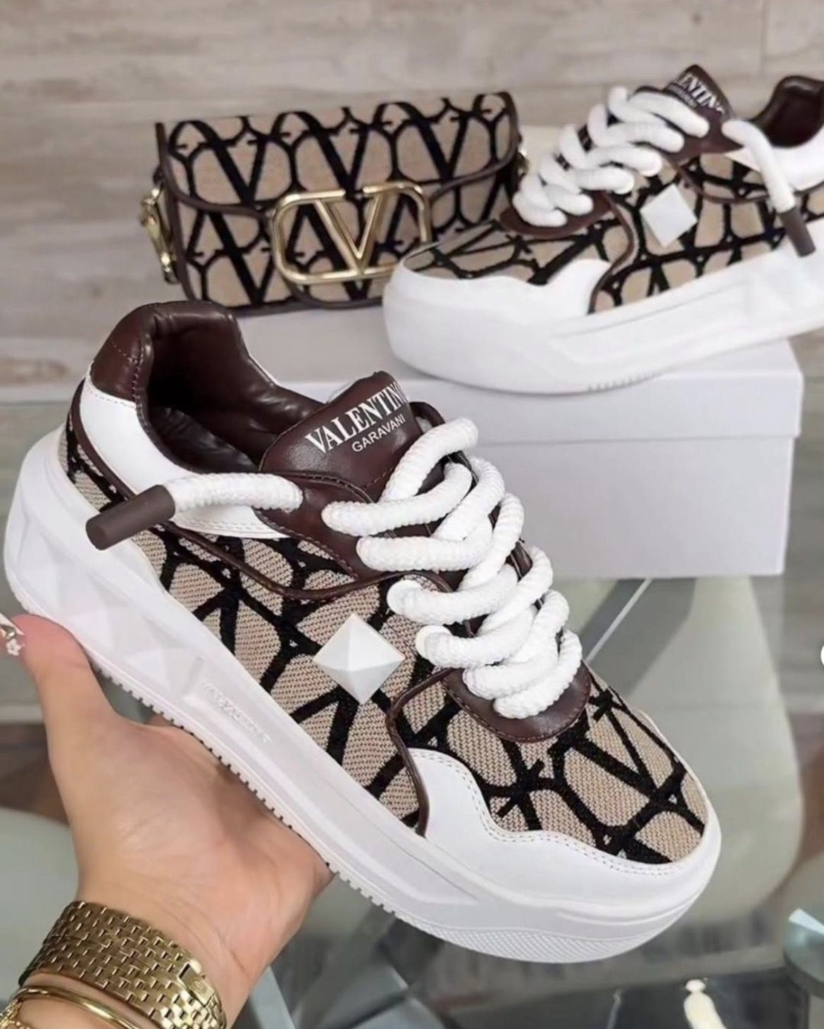 Designer sneakers and handbag set