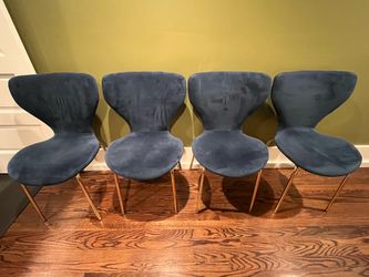 Mid Century Modern Velvet Navy Blue Dining Chairs Set of 4 by Anthropologie ?