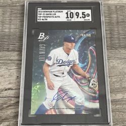 2018 Bowman Platinum Gavin Lux Top Prospects Auto Ice /50 SGC 9.5 Auto 10
