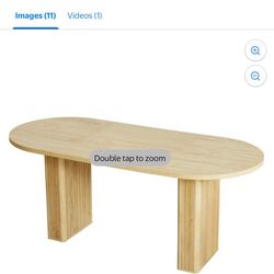 63×31.5×29.5 Inch Dining Table for 4-6 People, Oval Kitchen Table with Wood Strip Base, Modern Farmhouse Large Round Dining Room Tables for Kitchen  L