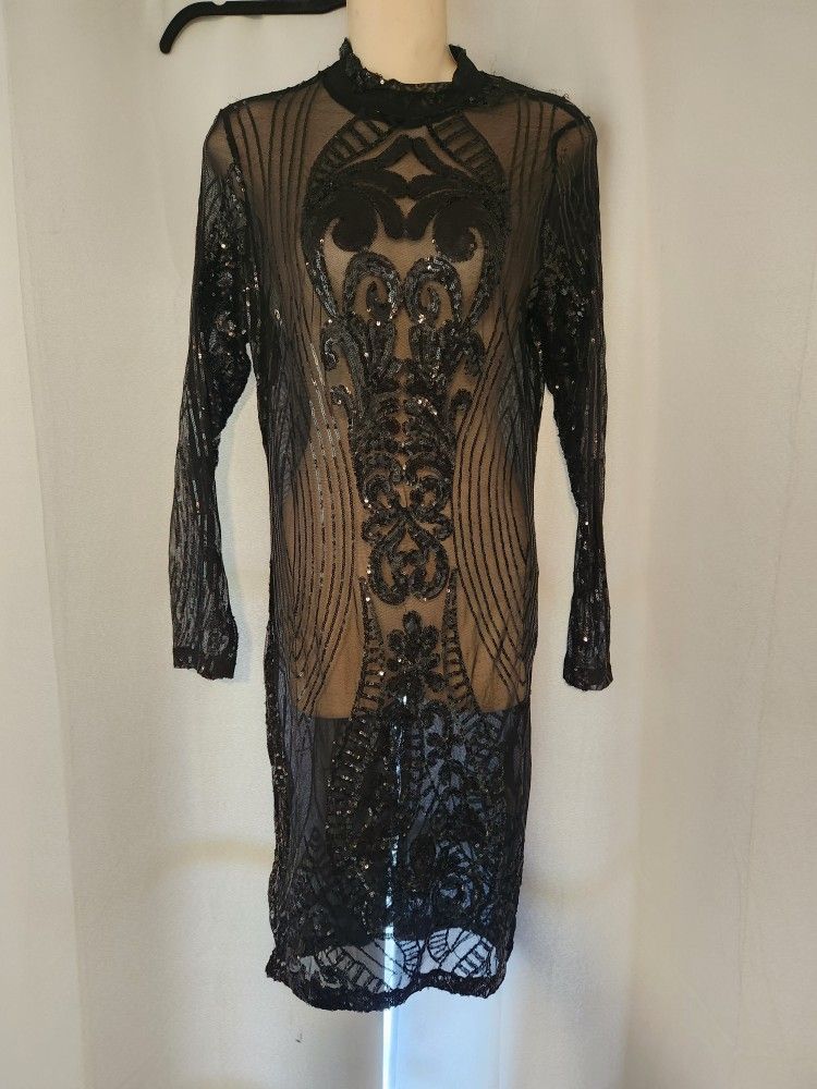 Sheer And Sequin Dress 