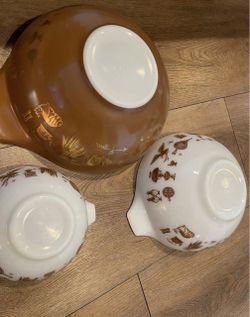 Pyrex Early American Cinderella Bowls Brown White Nesting Vintage