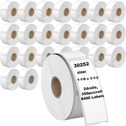 Address Labels 24rolls,8400 pcs,Compatible with DYMO 30252 Shipping Replacement Labels,1-1/8" x 3-1/2"(28mm x 89mm) for DYMO LabelWriter Printer