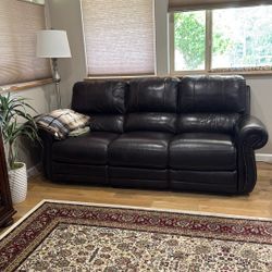 Leather Sofa, Wall Hugger, Recliners on Both ends