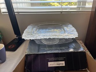 Studio Crystal Pompeii Collection Footed Square Platter