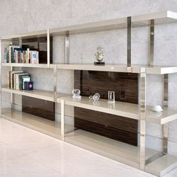 Modern Luxury Bookcase / Console -  Minotti Dalton Chrome Style