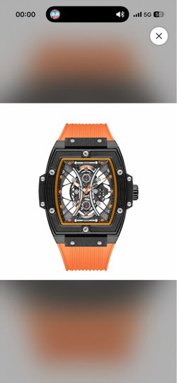 Invicta Skeleton Dial Watch Orange Rubber Strap