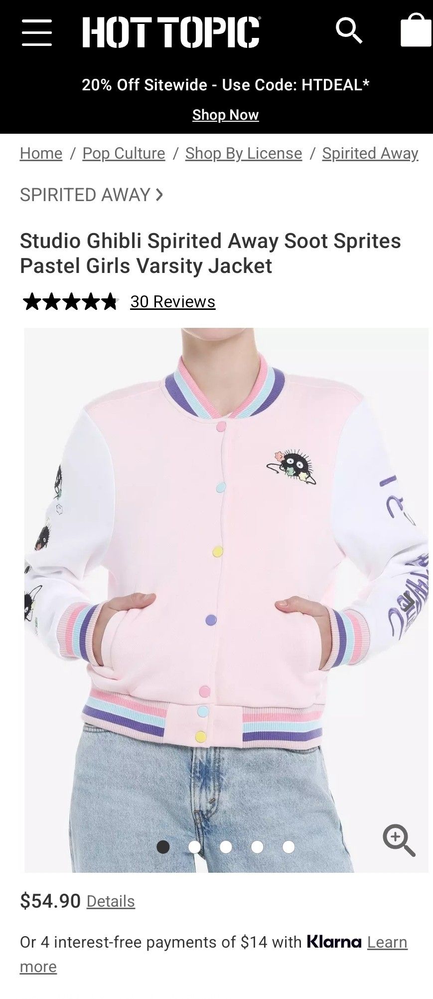 New Studio Ghibli Spirited Away Soot Sprites Pastel Girls Varsity Jacket size L $30