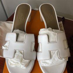 Hermes White Blanc Oasis Sandal