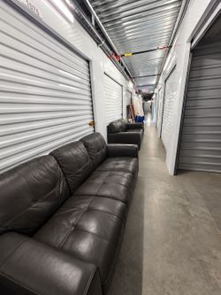 Dark Gray Leather Sofa Set