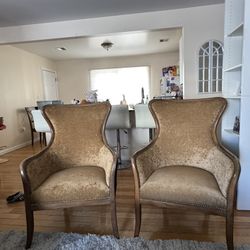 Silla Color Marrón En Madera Maciza Y Piel 