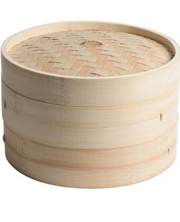 12" Bamboo Steamer 2-Tier with Lid Traditional Asian Dumpling Basket