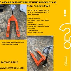 I6600 LB CAPACITY PALLET HAND TRUCK 27" X 48