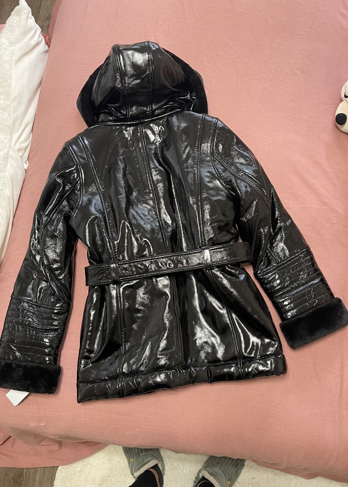 Wilsons Maxima Women's Leather Jacket Black Faux Fur Lined Size M