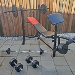 Bench with Weights and Bars (1 Inch Inner Diameter) - $400