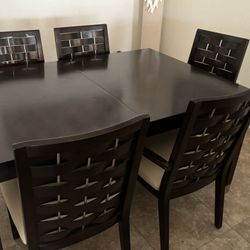 Wood Dining Table w/Leaf  and 4 matching chairs and 1 bonus