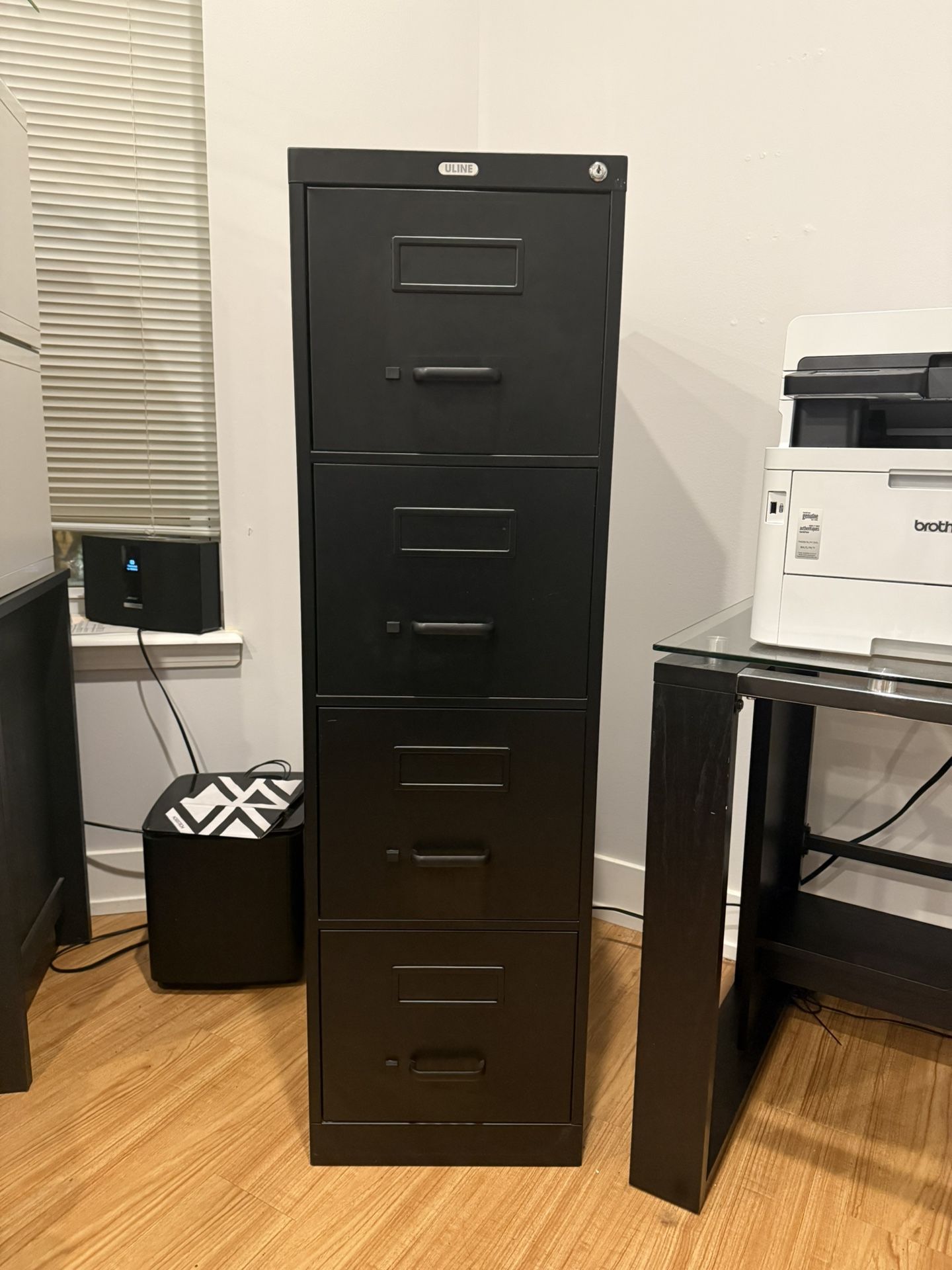 ULINE Vertical File Cabinet - Letter, 4 Drawer, Black
