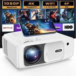 VYSER Projector with 5G WiFi & Bluetooth, 400ANSI Native 1080P Movie Projector with Screen