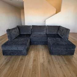 Lovesac Sactional – Charcoal Gray Corded Velvet - 5 seats/5 sides (Delivery Available)