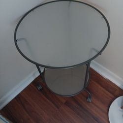 Rolling Frosted Glass Ikea Tables -2