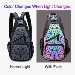 Glow-in-the-dark backpack, geometric design