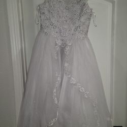 First Communion, Flower Girl White Dress