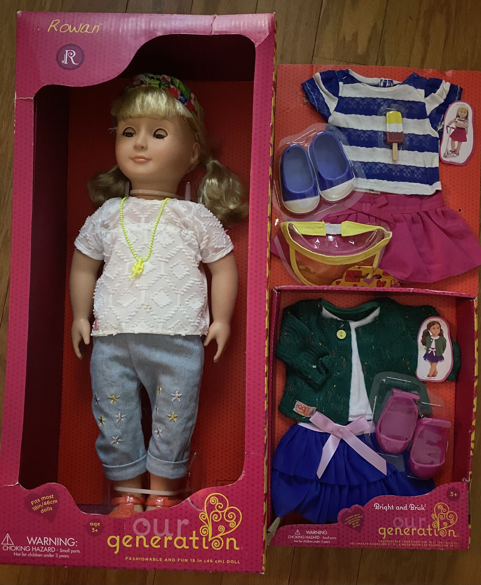 Our Generation Girl Doll Rowan Blonde With Two Outfits