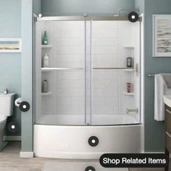 ✨️ American Standard Ovation Curve 60 in. W x 60 in.H Sliding Frameless Tub Door in Brushed Nickel W1112