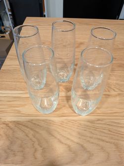 5 stemless flute glasses
