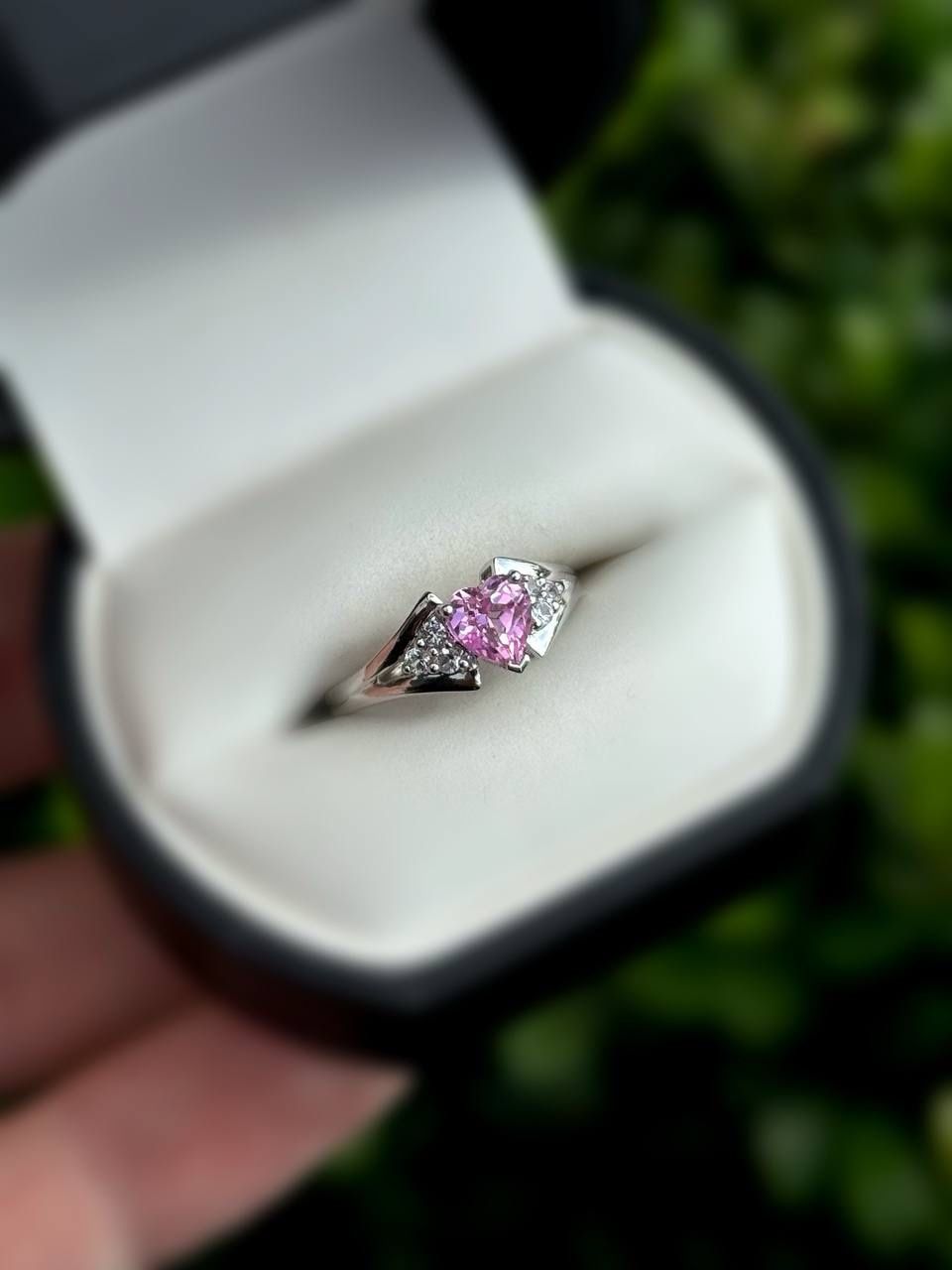 Jewelry 10k solid white gold rose quartz CZ stones 1.00CTW ring sz 7.00