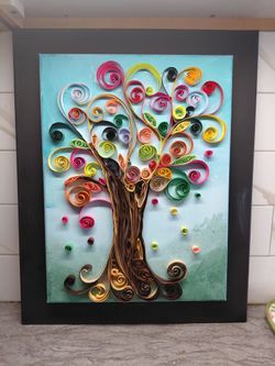 Original Quilled Art On Canvas