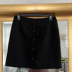 Black A-Line Button Skirt