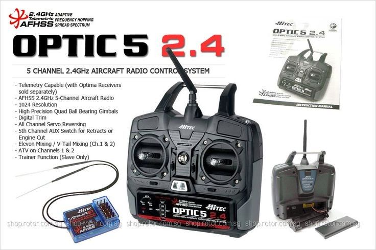 New Hitec Optic 5 2.4Ghz Aircraft Radio Controler With Receiver