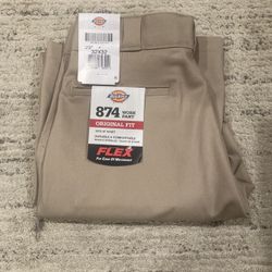 Dickies 874 FLEX Original Fit Work Pants Beige Durable Comfortable 32x32