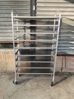 Commercial food service trolley, often called a pan rack, platter rack, or speed rack. ( 69x38x22