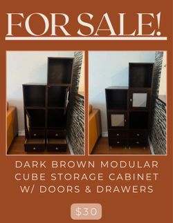 Modular storage cabinet with drawers and doors