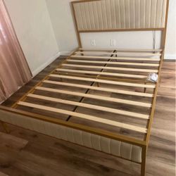 Queen Size Bed Frame (only) - Pink Velvet