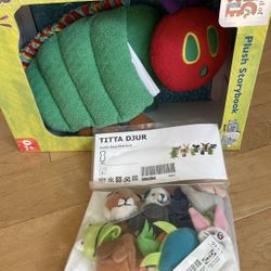 NEW Plush Story Book  The Very Hungry Caterpillar  Zoobies Ikea Soft Plush Finnger Puppets 