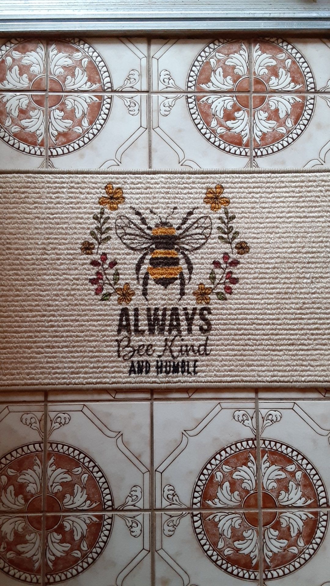 Always Bee Kind and Humble doormat with rubber backing, 17" X 30"
